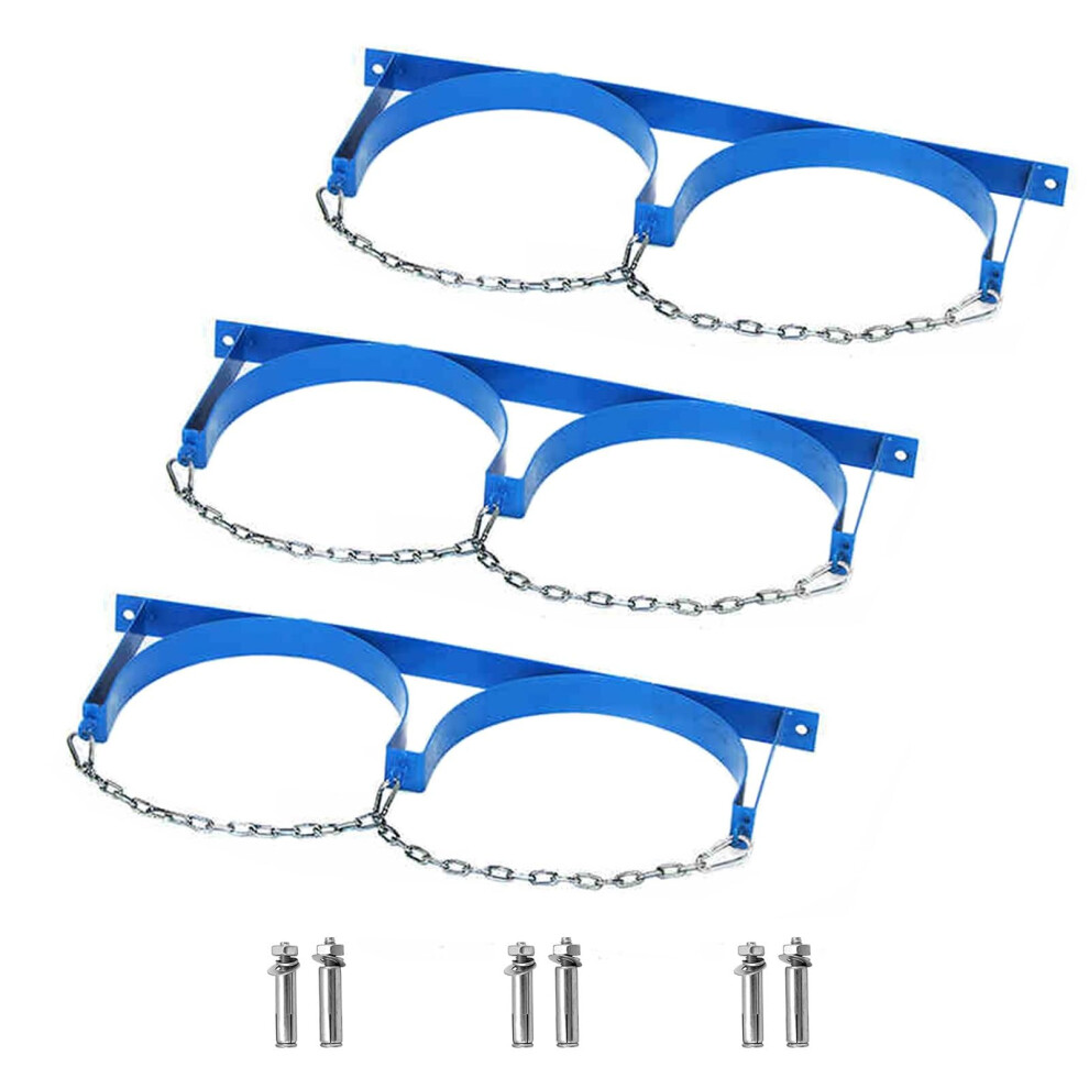3 Pcs Gas Cylinder Wall Mount Bracket Heavyduty Steel Holder With Adjustable Safety Chain For Laboratory Factory 25.6Inch 9330225185734