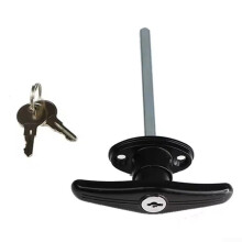 Garage Door T Handle Lock with Keys, Waterproof Zinc Alloy, Secure Black Lock for Caravan Shed