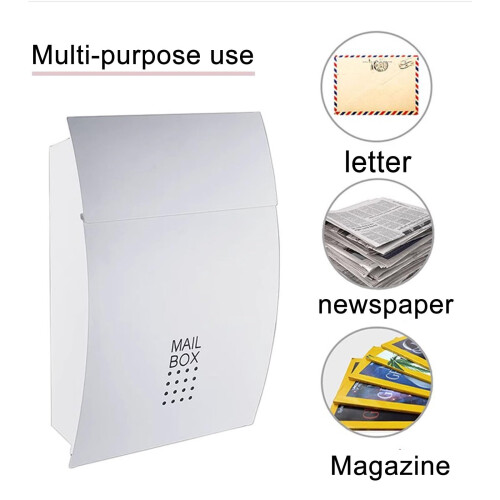 Wall Mount Locking Mailbox with Secure Keyed Lock, Rustproof Steel, Large Capacity, European Design 1