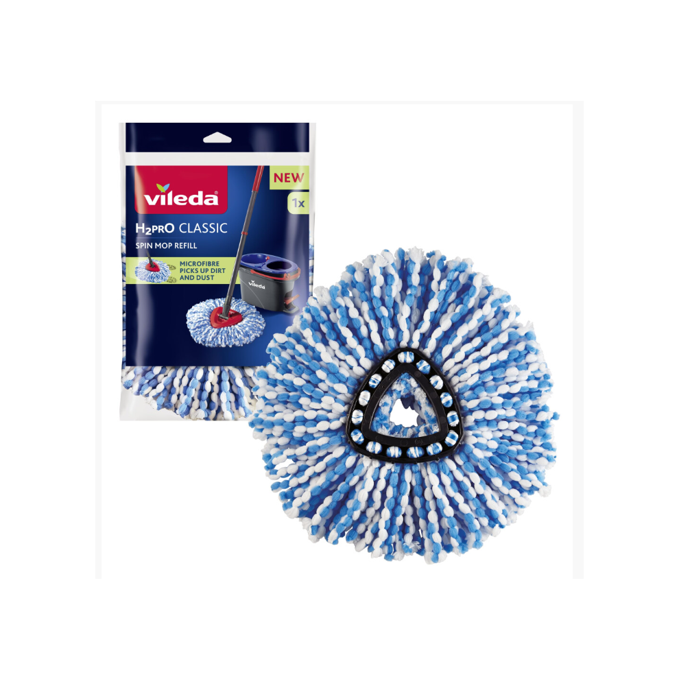 Vileda H2pro Spin Mop Head Refill Microfibre Durable Replacement For Hard Floors