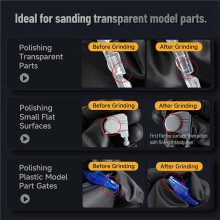 Hobby Model Polishing Tools, 2 PCS Glass Files 600-800 Grits, Non-Slip Grip for Scale Models, 3D Resin Parts