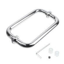 8' Glass Shower Door Handle Set, 304 Stainless Steel BacktoBack Pull with Ergonomic Round Grip, Polished Chrome