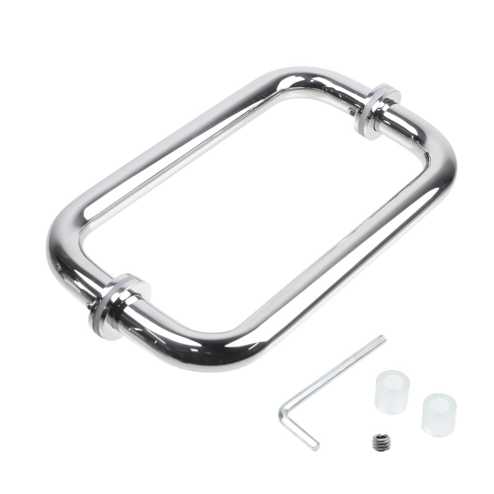 8' Glass Shower Door Handle Set, 304 Stainless Steel Backtoback Pull With Ergonomic Round Grip, Polished Chrome 9092120344684
