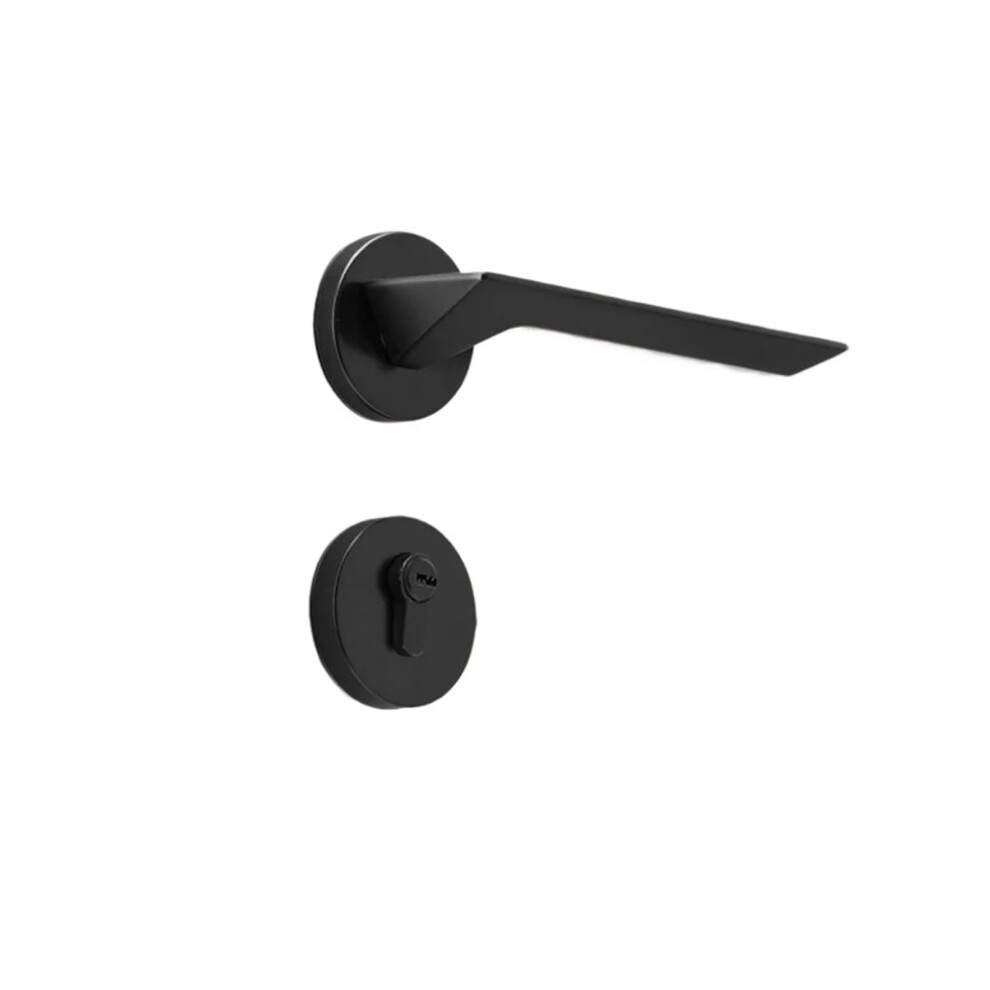 Black Zinc Alloy Door Handle Lock 58Mm Silent Bedroom Split Mechanical Lock With Modern Black Finish 9073542864691