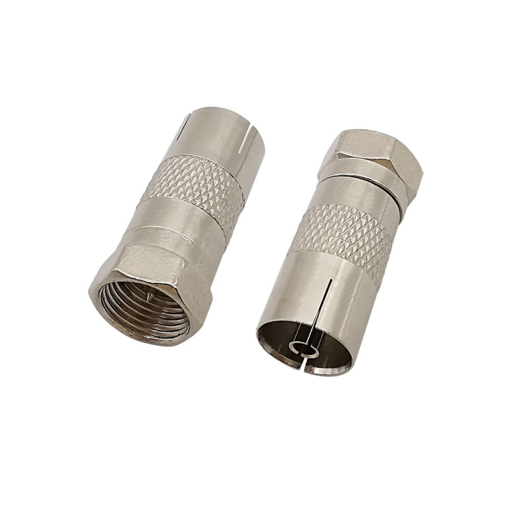 2Pcs F Type Male To Tv Aerial Female Rf Adapter, Durable Zinc Alloy Coaxial Cable Connector For Stable Signal Transfer Silver 9771547718987