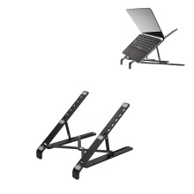 Adjustable Aluminum Laptop Stand with Ergonomic Design, Foldable Cooling Riser for 15.6 Inch Notebook (Black)
