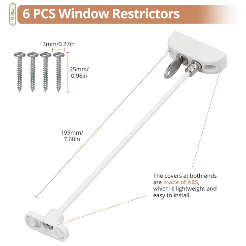 6PCS Window Restrictor Locks with Keys, Child Safety Window Locks for AntiTheft and Ventilation 1