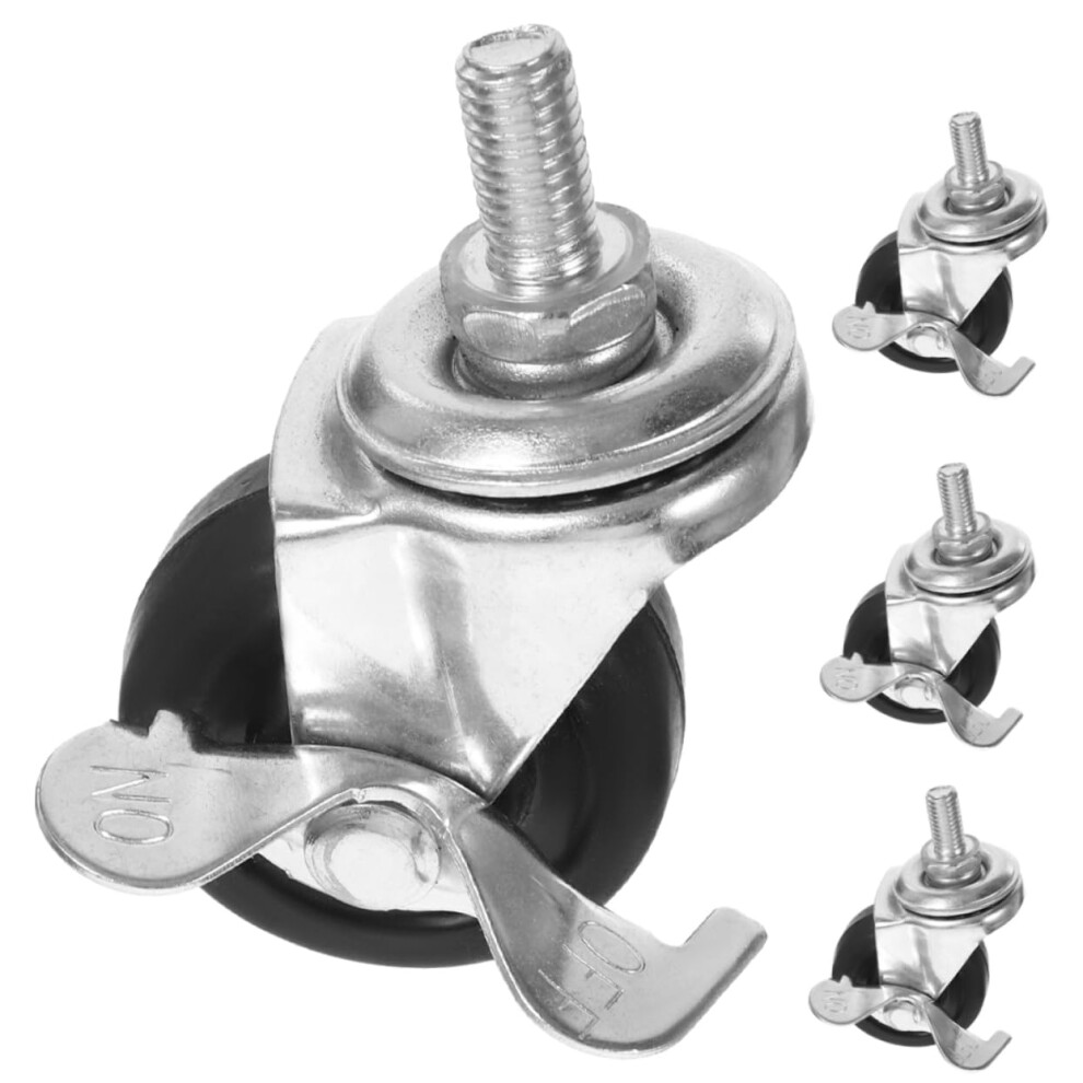 4Pcs Heavyduty Rubber Swivel Caster Wheels With Threaded Stem For Carts And Furniture, Quiet Rolling 9073542864844
