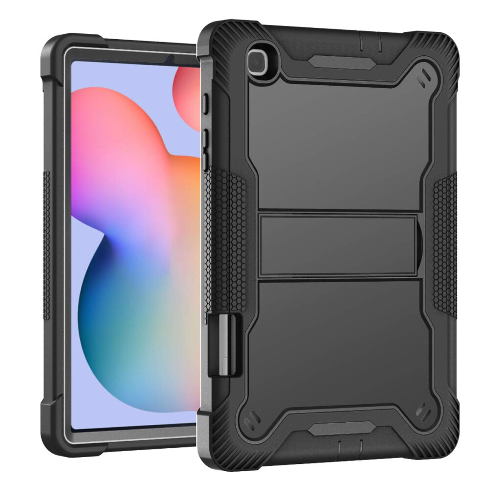Case For Samsung Galaxy Tab S6 Lite 10.4, Duallayer Shockproof Protective Cover With Adjustable Kickstand, Black 9092120344851