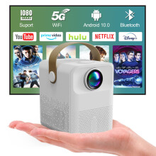 Mini Projector 1080P HD with WiFi Bluetooth, Android 10 Smart Home Theater Projector for Outdoor Movies