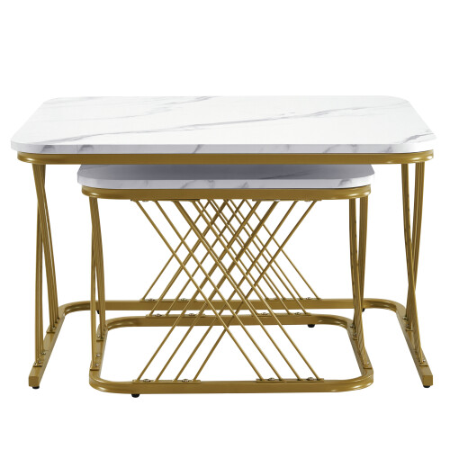 Nest of 2 Tables,Square Coffee Table Set