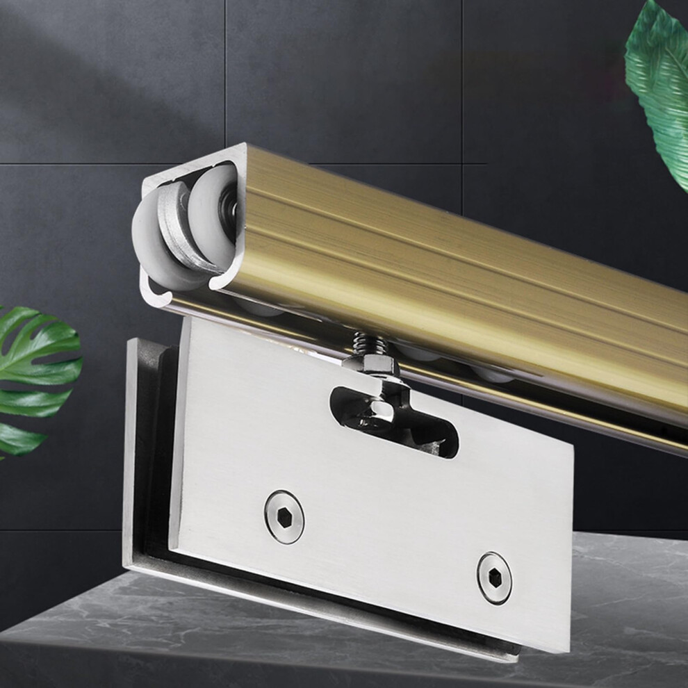 Sliding Door Track System With Silent Sliding Operation, Aluminum Bypass Barn Door Hardware For Home Office, Champagne 0.6M 9073542864943