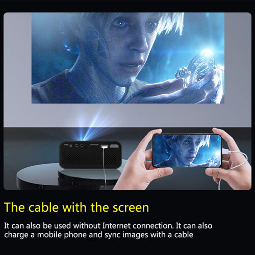 Mini Projector with ShortThrow Projection, OneButton Connection, Portable Home Theater, Black 1