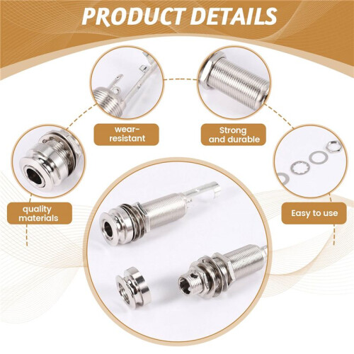 10PCS Guitar Pickup Endpin Output Jack Nickel Strap Lock Chrome 2