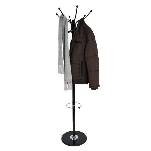 Coat Rack with Umbrella Stand, Marble Base, 16 Hooks