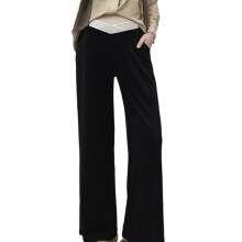 Maternity Low Rise Casual Trousers Polyester Pregnancy-Black M