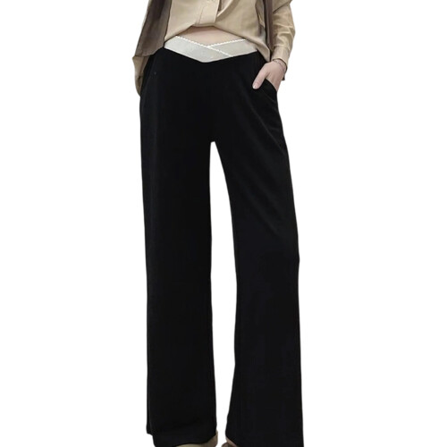 Maternity Low Rise Casual Trousers Polyester Pregnancy-Black M