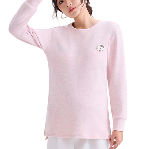 Fashionable Maternity Sweatshirt Round Neck Pullover-XL Pink
