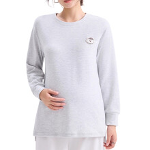 Comfortable Polyester Maternity Sweatshirt Loose-L Light Grey