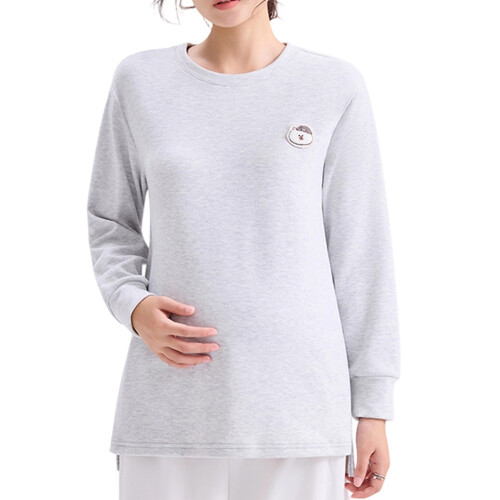 Comfortable Polyester Maternity Sweatshirt Loose-L Light Grey