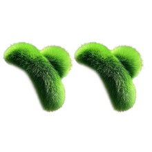 2Pcs Luxury Faux Furs Hair Claw Clip Oversized-Mustardgreen 1