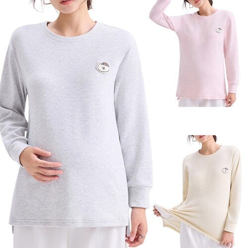 Spring Autumn Maternity Sweatshirt Long Sleeve-M Custard 2