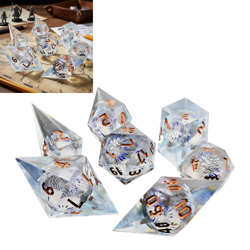 7Pcs Resin Multi-Sided Dices Different Size-specimen flower 2