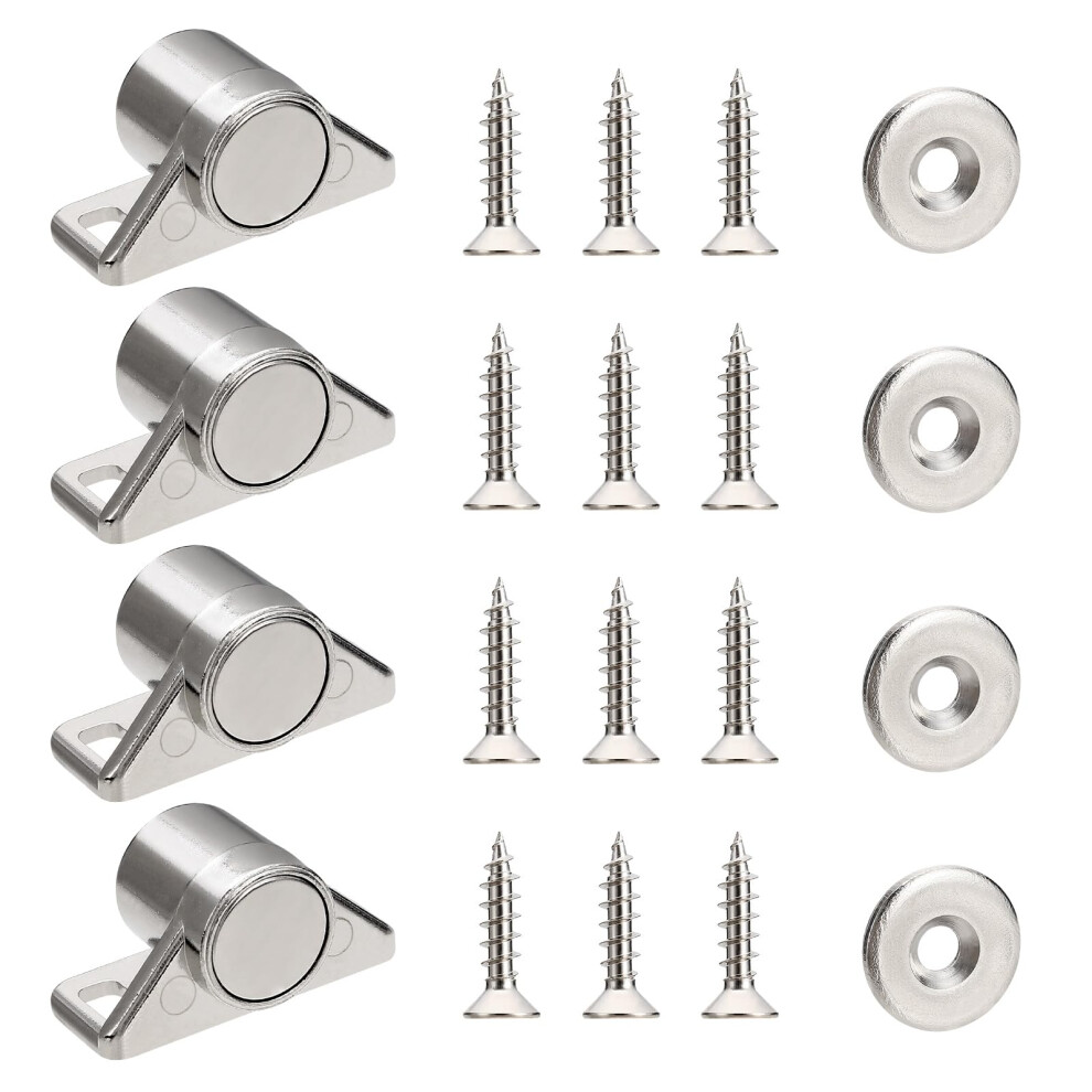 4 Pack Magnetic Cabinet Door Catch, Strong Neodymium Magnet Latch For Kitchen Cabinets, Rustproof Silver 9330225186922