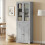Homcom HOMCOM Kitchen Cupboard Storage Cabinet Adjustable Shelves, Glass Door, Grey 7