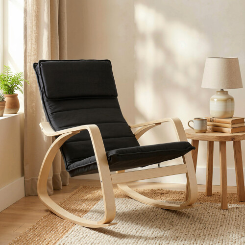 Homcom HOMCOM Comfortable Relax Rocking Chair with High Back, Black 1