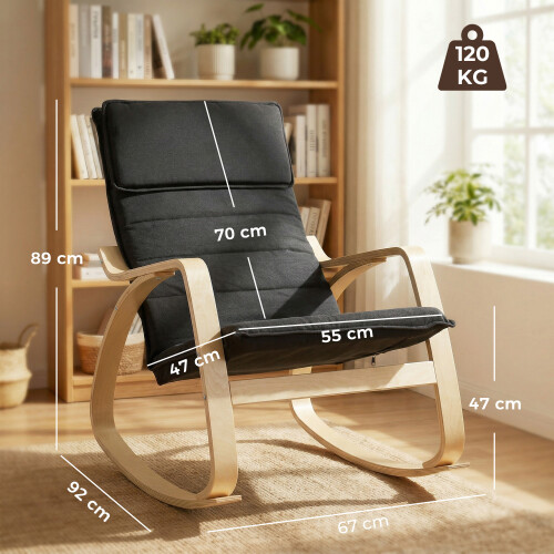 Homcom HOMCOM Comfortable Relax Rocking Chair with High Back, Black 2