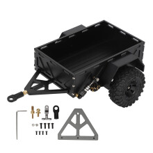 1/18 Scale RC Car Trailer Aluminum Alloy Rustproof Hitch with Antislip Rubber Tires for Traxxas 4M Black