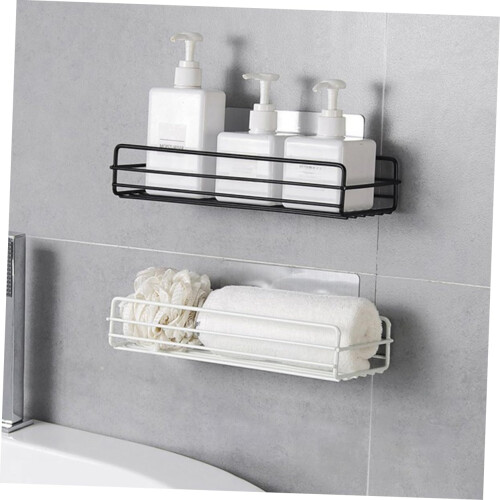 2pcs Bathroom Wall Shelves, Durable Iron Floating Shelf Set for SpaceSaving Bathroom Organization 1