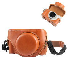 (Brown) Sony ZV-1F Vlog Camera Full Leather Case with Strap