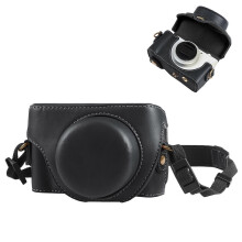 (Black) Sony ZV-1F Vlog Camera Full Leather Case with Strap
