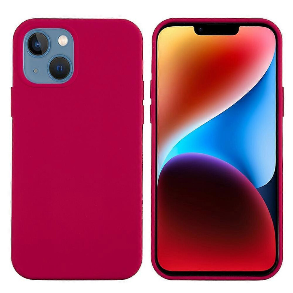 (Rose For Iphone 15) Solid Color Silicone Iphone 15 Case Red 5996097133453