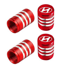 (Red) Hyundai Car Tire Valve Caps Waterproof Dustproof