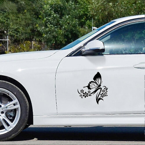 (White) Reflective Butterfly Flower Car Decal Stickers 1