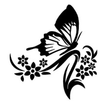 (Black) Reflective Butterfly Flower Car Decal Stickers