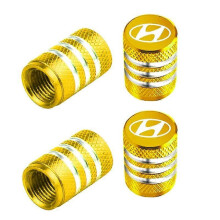 (Yellow) Hyundai Car Tire Valve Caps Waterproof Dustproof