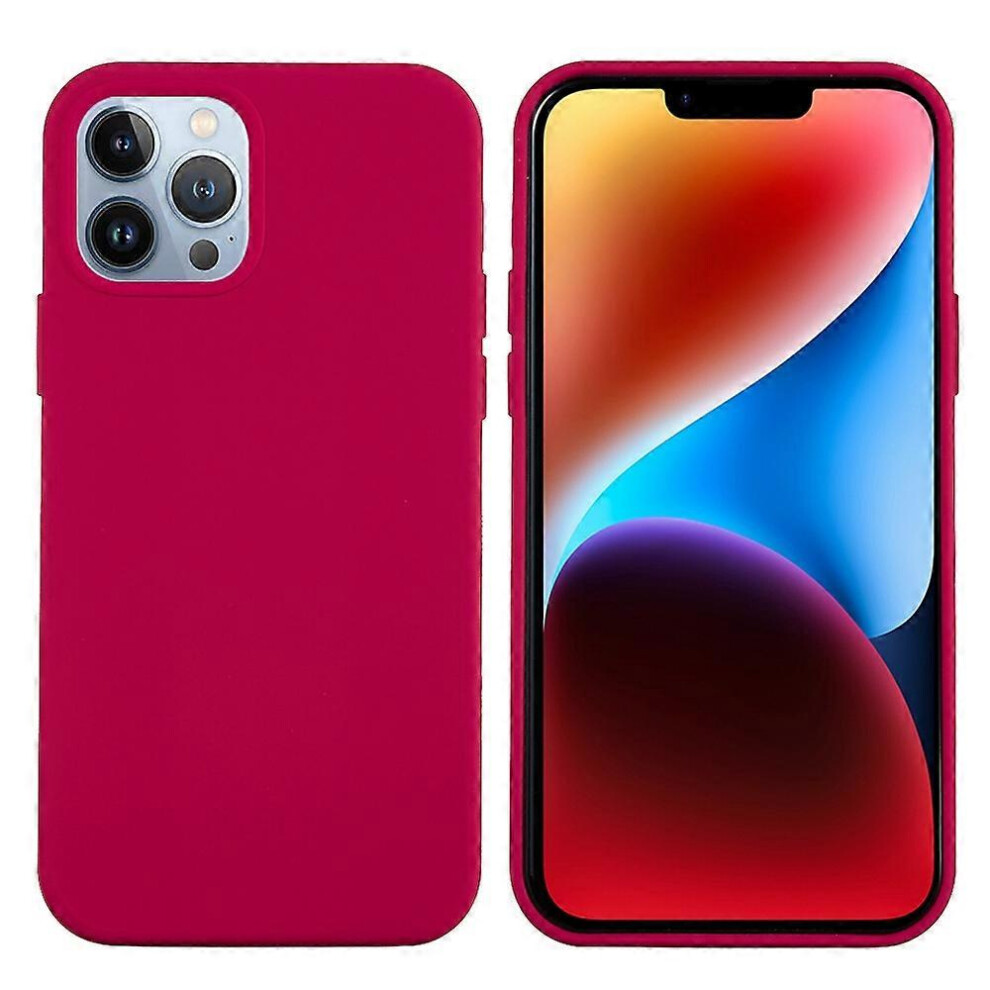 (Rose For Iphone 15 Pro Max) Solid Color Silicone Iphone 15 Case Red 5996097133439