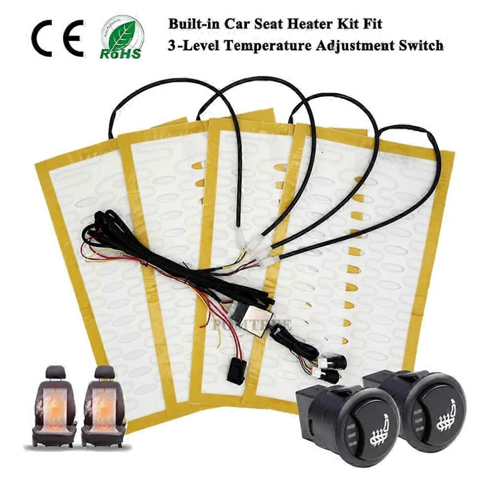 (Fit 2 Seat Kit) DC 12V Car Seat Heater Kit for 2 Seats, Fast Heating Pads with 3-Level Control-image-OPC-PSZ95VN-NEW
