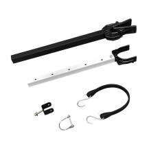 (Black) Protezione regolabile per specchio di poppa dell'imbarcazione con testa in materiale composito, rulli e supporti per rimorchio.