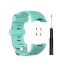 (cyan strap) Cinturino di ricambio in silicone per Garmin Forerunner 45/45s