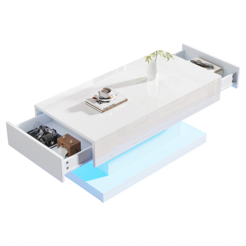 High-gloss Coffee Table with 2 drawers