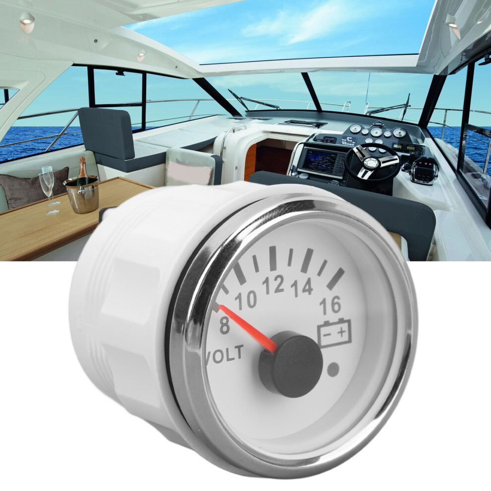 52Mm Boat Voltmeter Dc9-32V, White/Silver 3271393519005