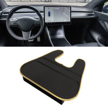 Car Desk Tray for Model 3/Y, Black+Gold Edge