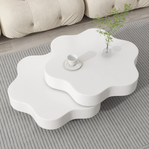Flower-shaped coffee table, 360° rotating tabletop 2