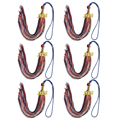 Soft Polyester 2026 Graduation Cap Tassels Year Charm-27 6PCS