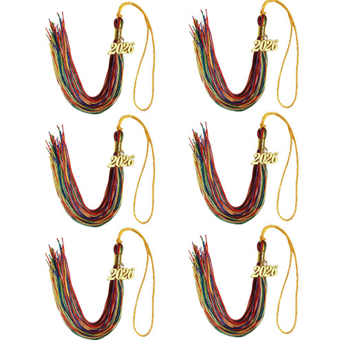 Polyester 2026 Graduation Tassels For Cap Year Emblems-32 6PCS